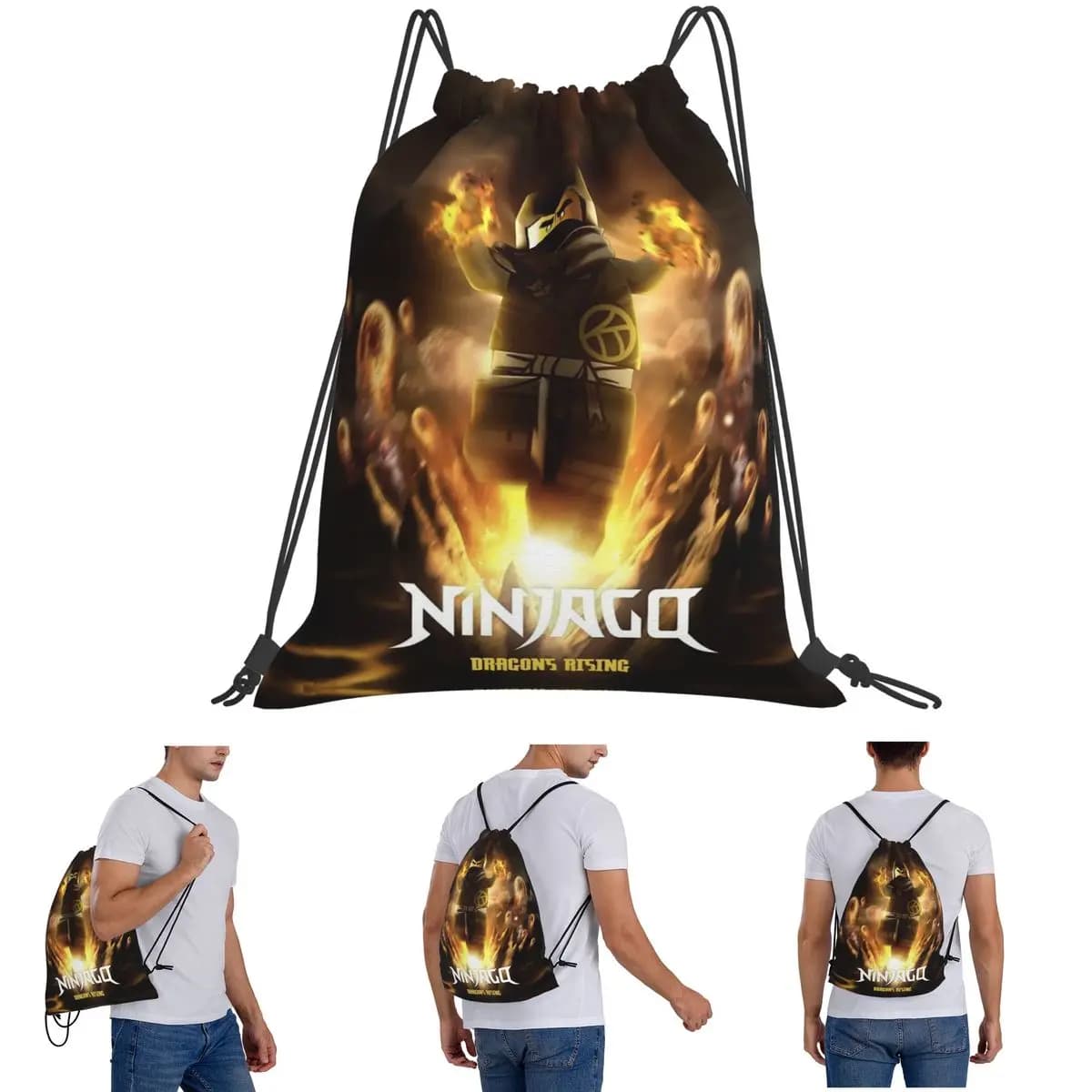 Zaini Ninjagos Ninja Warrior Borse multifunzionali portatili con coulisse Borsa sportiva Borse per libri per uomo donna scuola