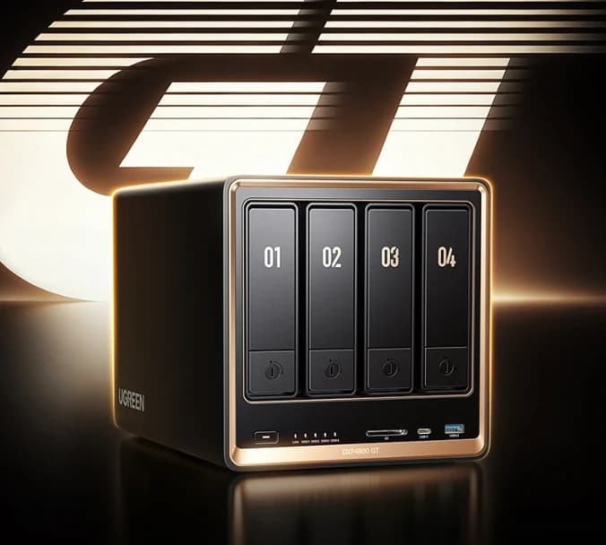 DXP4800 GT 8GB 4-Bay Desktop NAS Storage AMD Ryzen Embedded R2514 Dual 10GbE Ethernet Ports in Stock Hard drive not included
