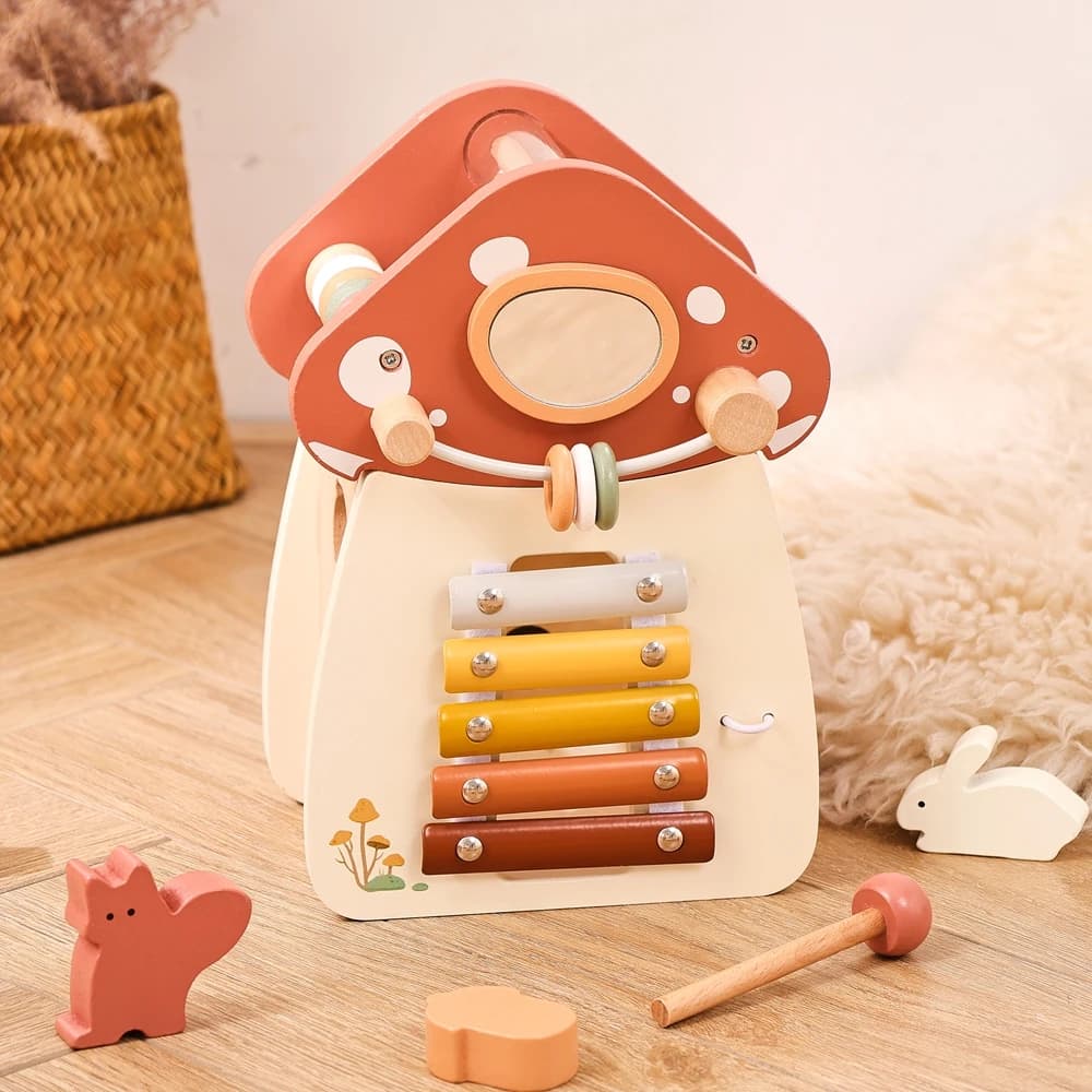 Giocattoli di legno Montessori per bambini blocchi di legno educativi forma accoppiamento fungo occupato scatola giocattoli per bambini giocattoli musicali a percussione