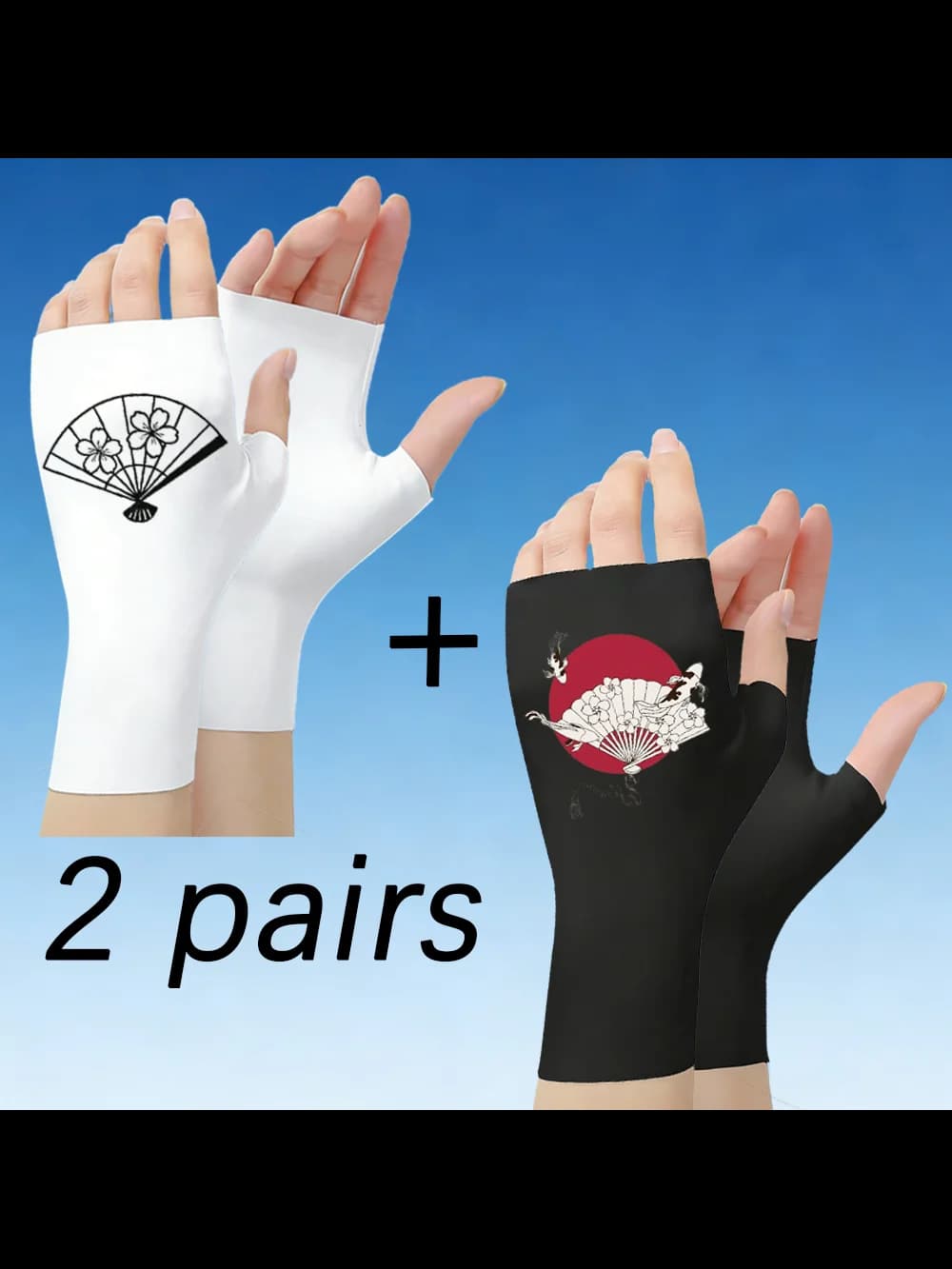New Set 2 Ice Silk Glove Paia in Ice Silk with Summer 2026 Wind Printing - Versatile Sports Accessories for Cycling and Solar Protection - Niche Fashion