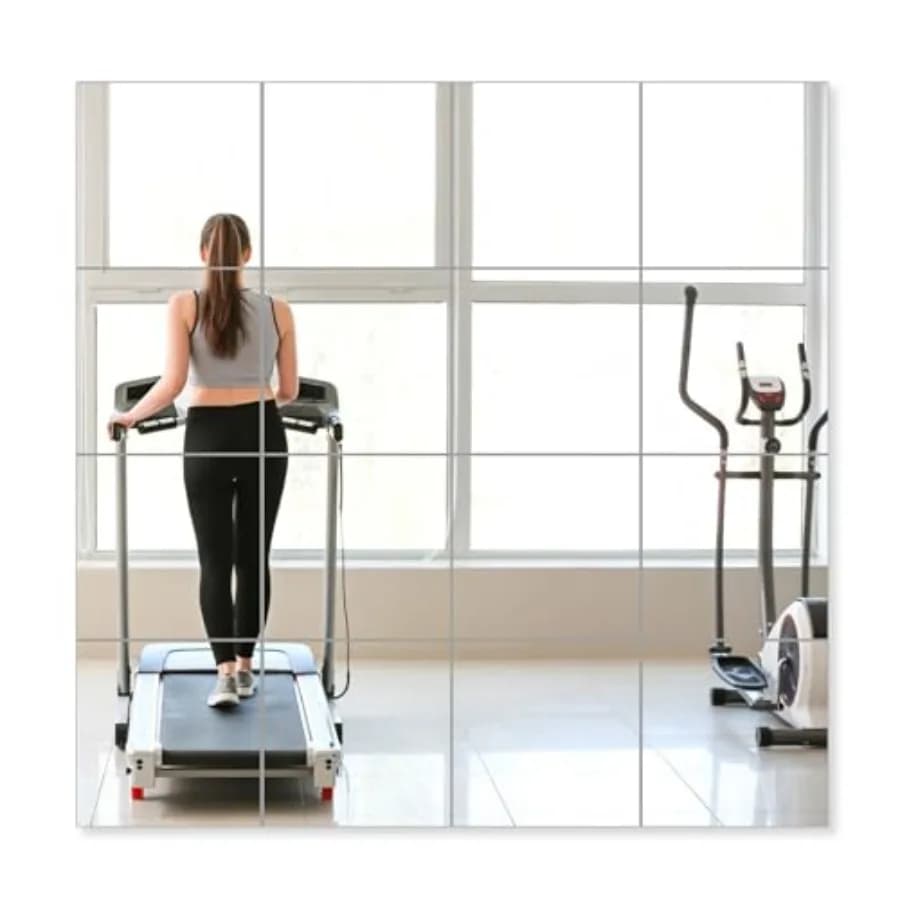 16 Pack Shatterproof Acrylic Mirror Tiles, Self-Adhesive Full Body Wall Mirrors for Bedroom, Home Gym, Bathroom and Livg Room,