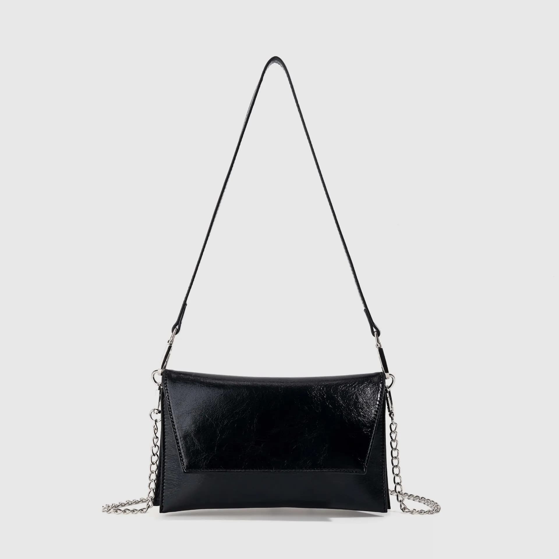 Black Leather Vintage Chain Bag Simple Women's Lightweight Vintage Shoulder Crossbody Bag