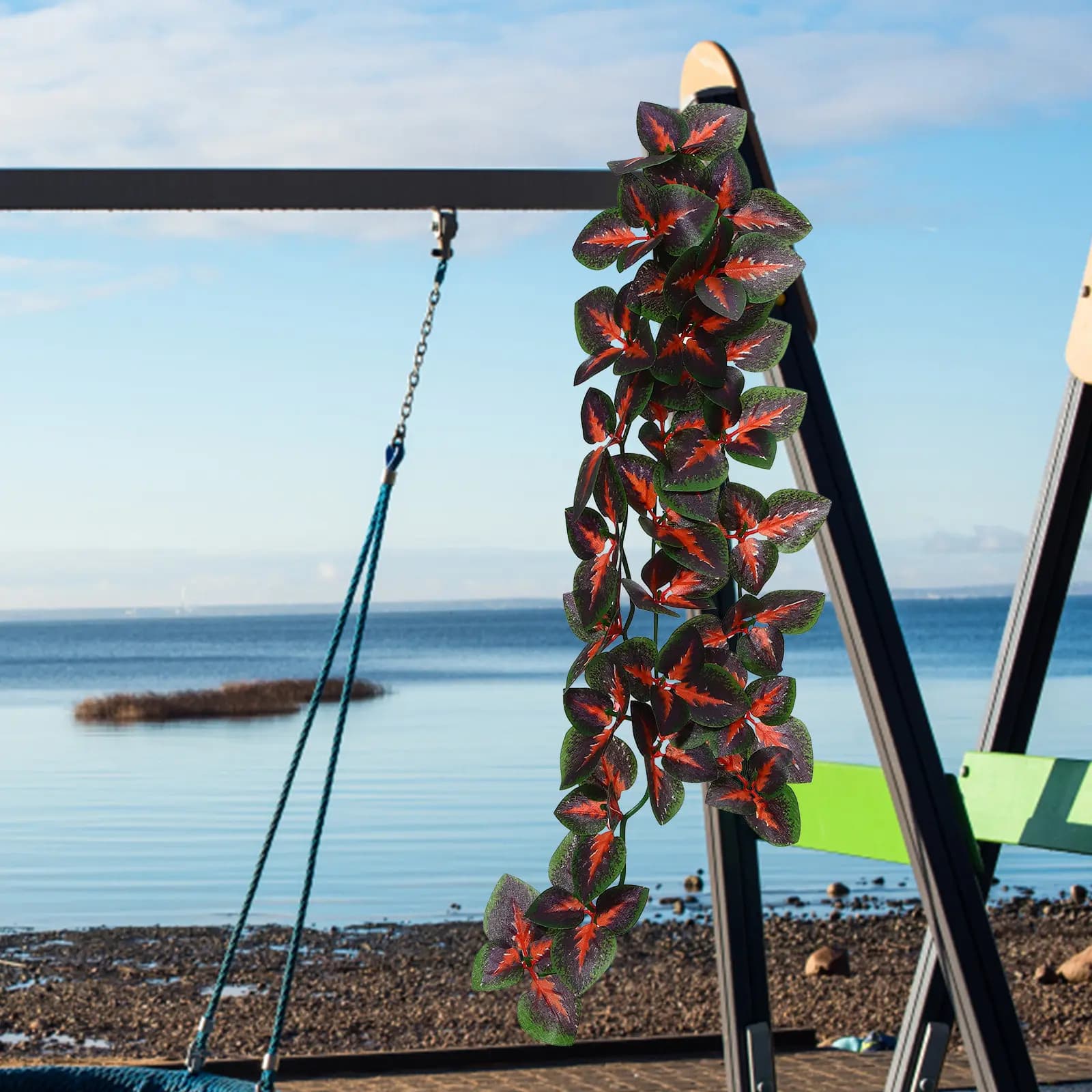 4 Pezzi Piante Artificiali in Rattan con Ventose per Terrari, Decorazioni per Habitat di Rettili, Piante Rampicanti Finte per Acquari