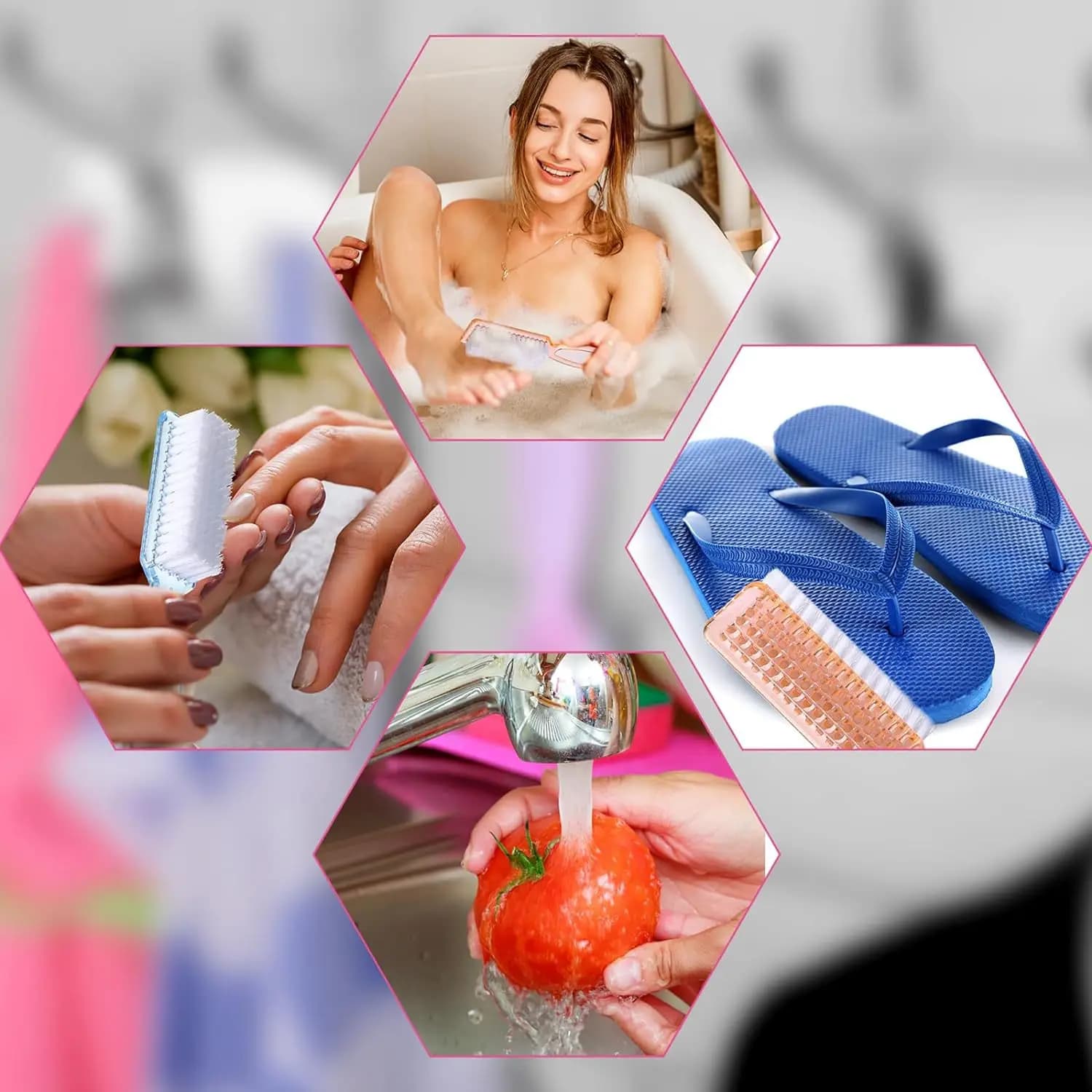Spazzola per Unghie con Manico Lungo, Strumento per Rimuovere lo Smalto, Spazzola per Scarpe Bianche, Spazzola con Setole Ordinatrici, Spazzola per la Polvere, Spazzola per la Pulizia