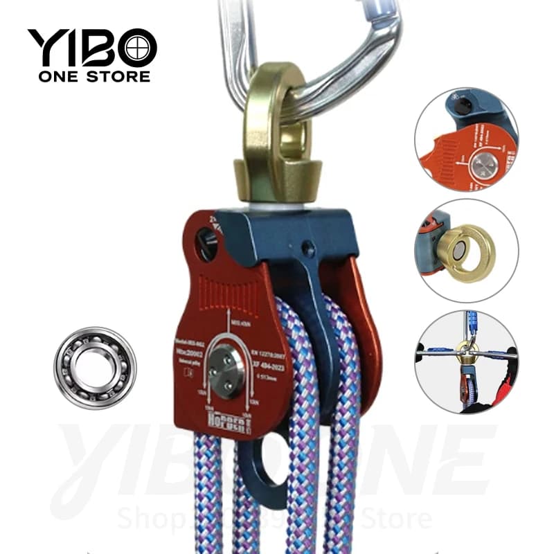 Puleggia Singola da Arrampicata 22kN con Occhiello Girevole, Alta Efficienza per Arrampicata su Ghiaccio, Speleologia e Lavori in Altezza