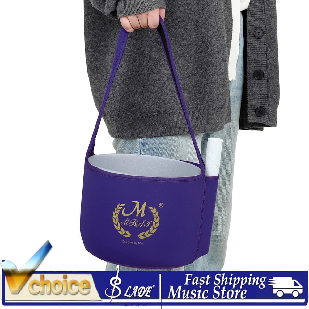 Singing Bowl Carrying Bag 6-12 Inch Purple–Durable Neoprene Tote for Crystal Bowl Storage Case Portable & Protective Pouch