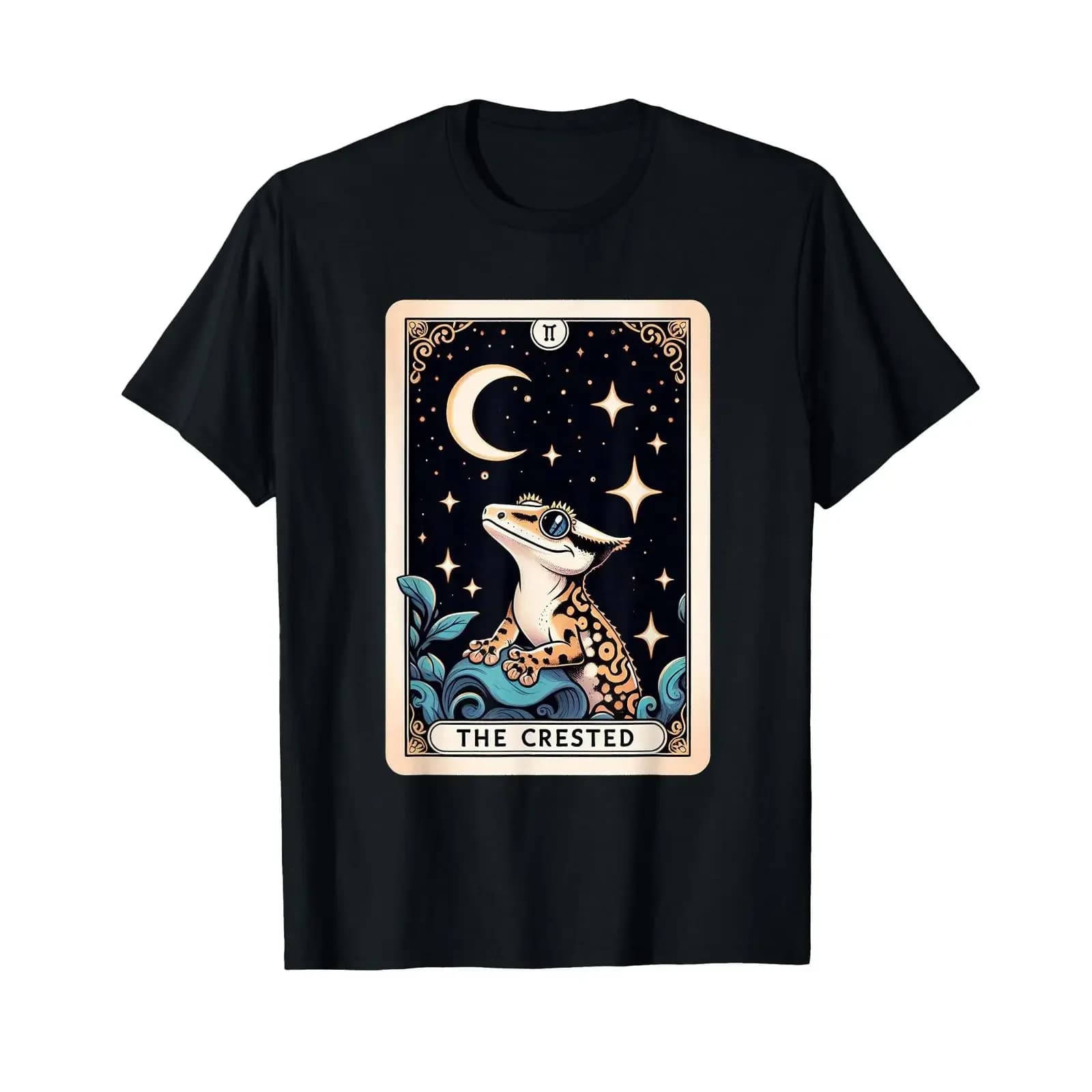 Crested Gecko Tarot Card Moon Kids Reptile Lover T Shirt vintage Washed Stylish fashion homme Slightly Top For Everyday Wear