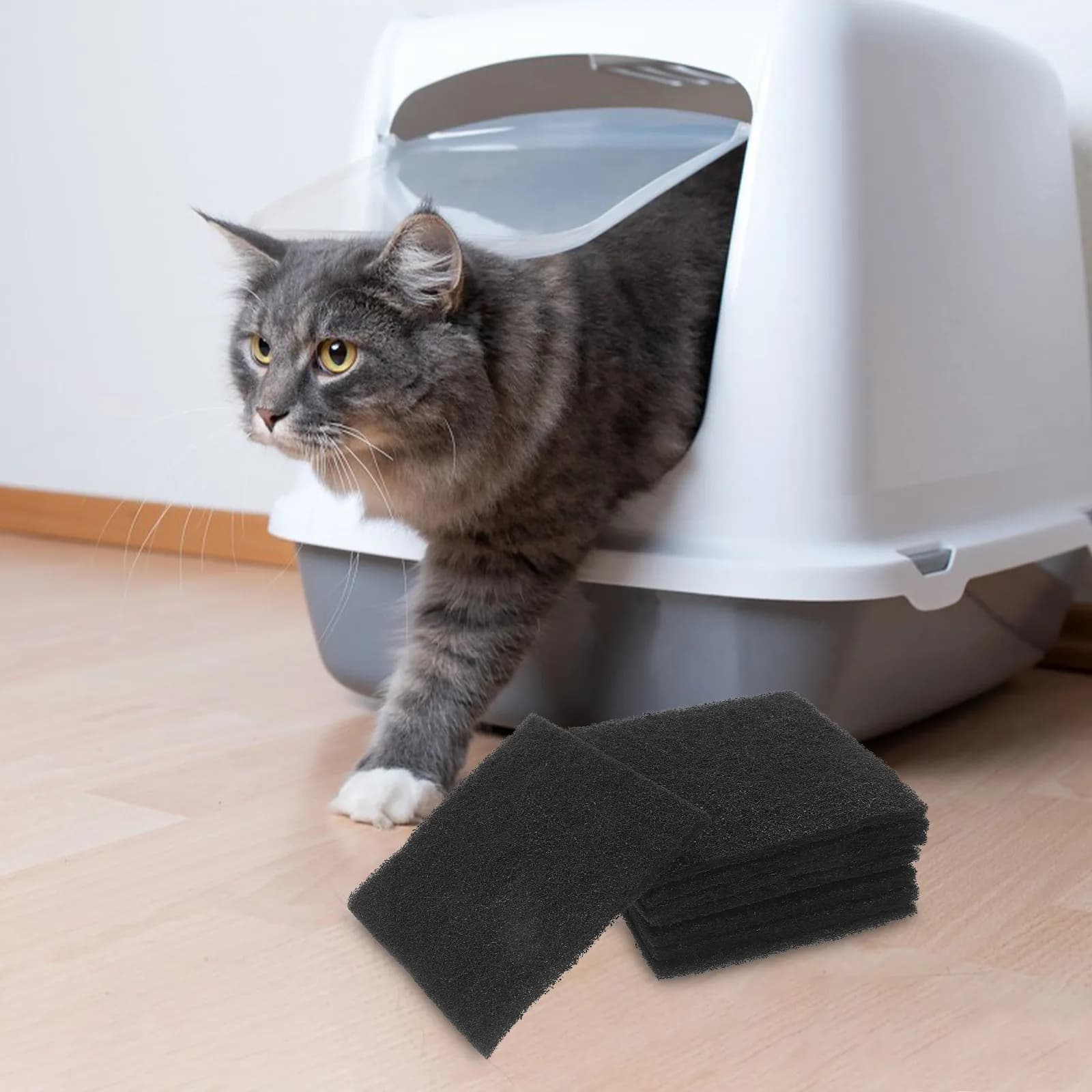 8 Pezzi Filtri a Carbone Attivo per Compostiera, Eliminazione Odori e Deodorizzazione Lettiere, Doppia Filtrazione ad Assorbimento