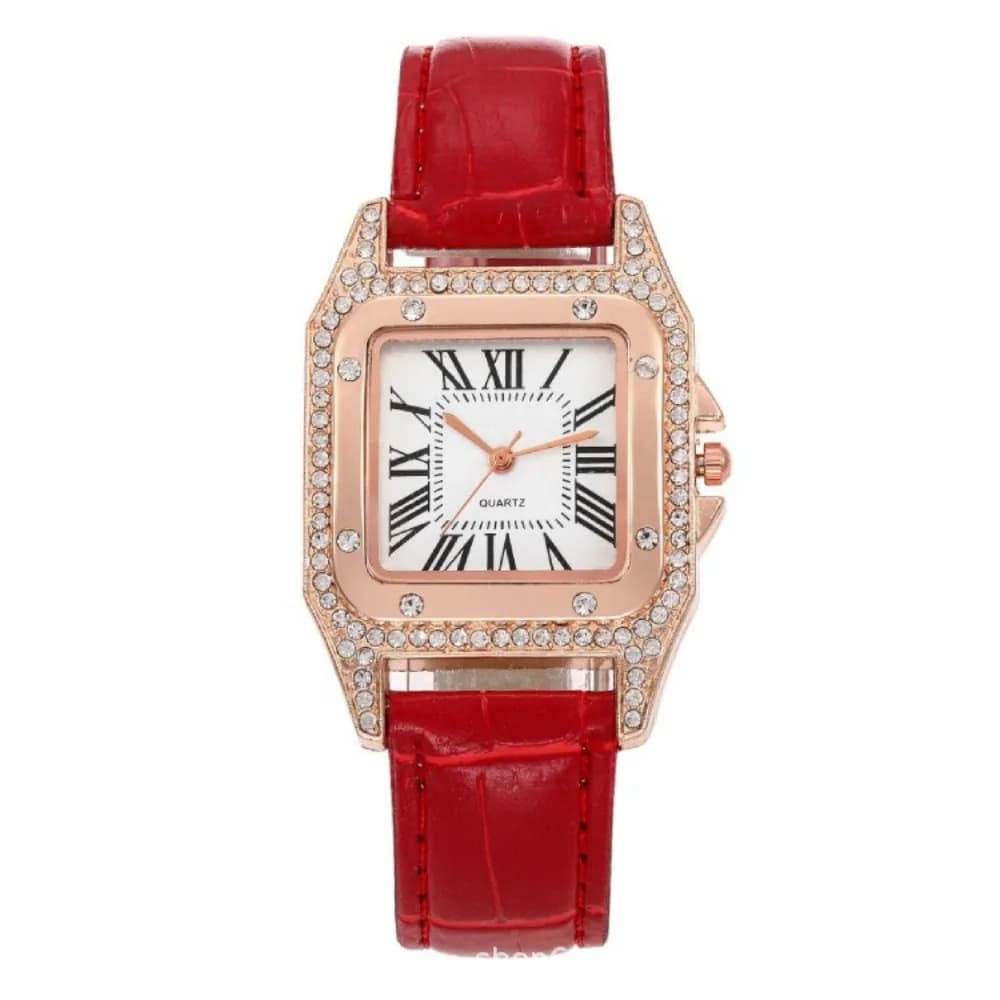 Squisito orologio da donna in pelle PU Nero Bianco Rosa Rosso Orologio da polso al quarzo stile semplice Cintura in pelle Orologi da donna Ragazze