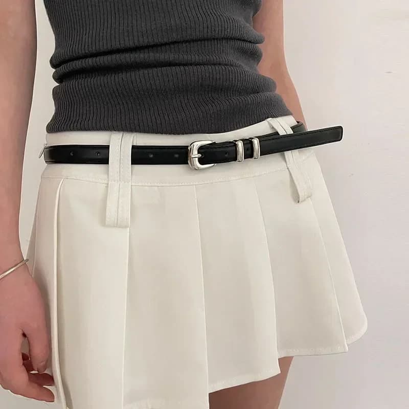 Cinture alla moda da donna Cinture nere semplici e sottili in PU Pantaloni Gonna Cinture versatili Cintura casual da studente