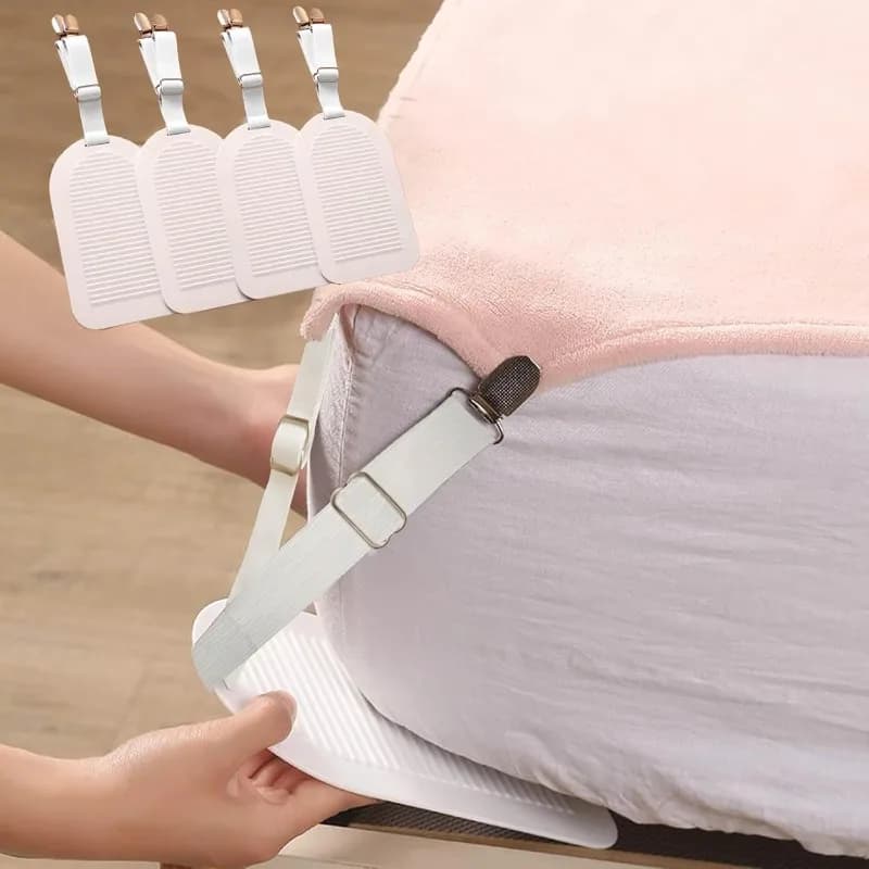 Bed Sheet Clips Adjustable Bed Sheet Holder Straps Set of 4 Elastic Fitted Bedding Clips Fasteners for Mattress Sofa Cushion