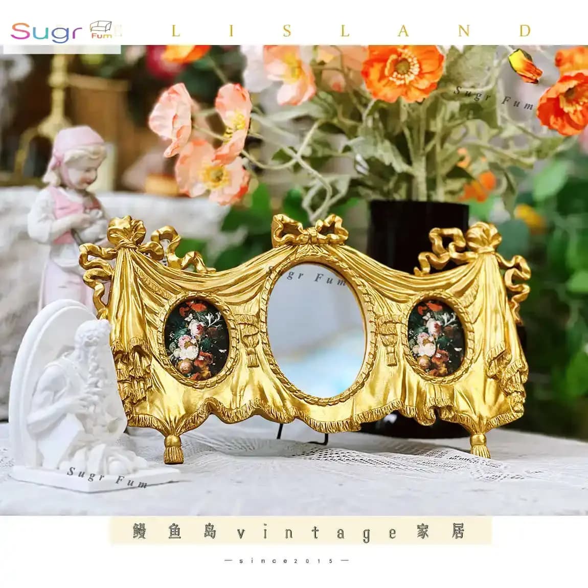 Retro European-style relief resin photo frame picture frame home furnishing homestay wall decoration painting bow engraved tript