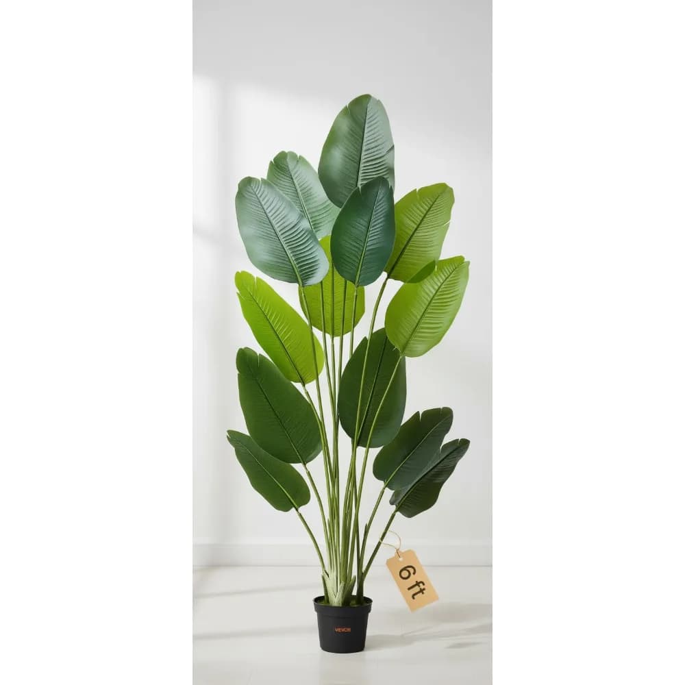 Artificial plant for bird paradise 6 feet high, realistic silk tree with vase for decorations for home office for indoor and outdoor