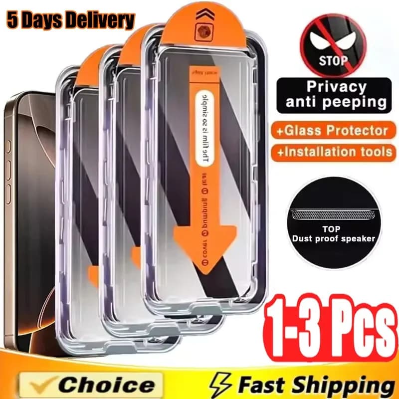 1-3 pezzi 8K installazione senza polvere vetro temperato per iPhone 13 14 16 15 11 12 Pro Max 15 14 Plus X XR XS protezione dello schermo privacy