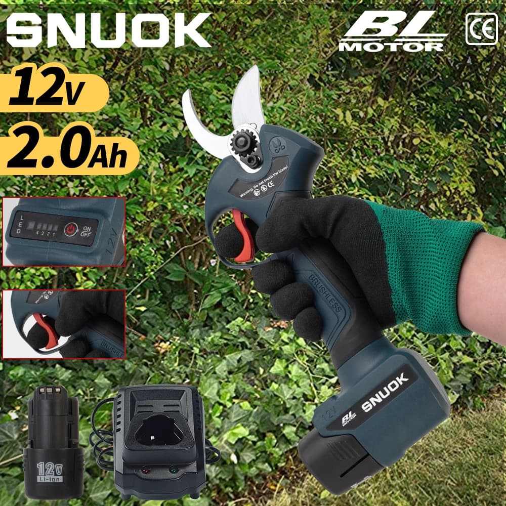 SNUOK pruning scissors without brushes 12V, pruning scissors for bonsai for fruit trees from outdoor gardening, Electric tool, Per lithium battery Dr.