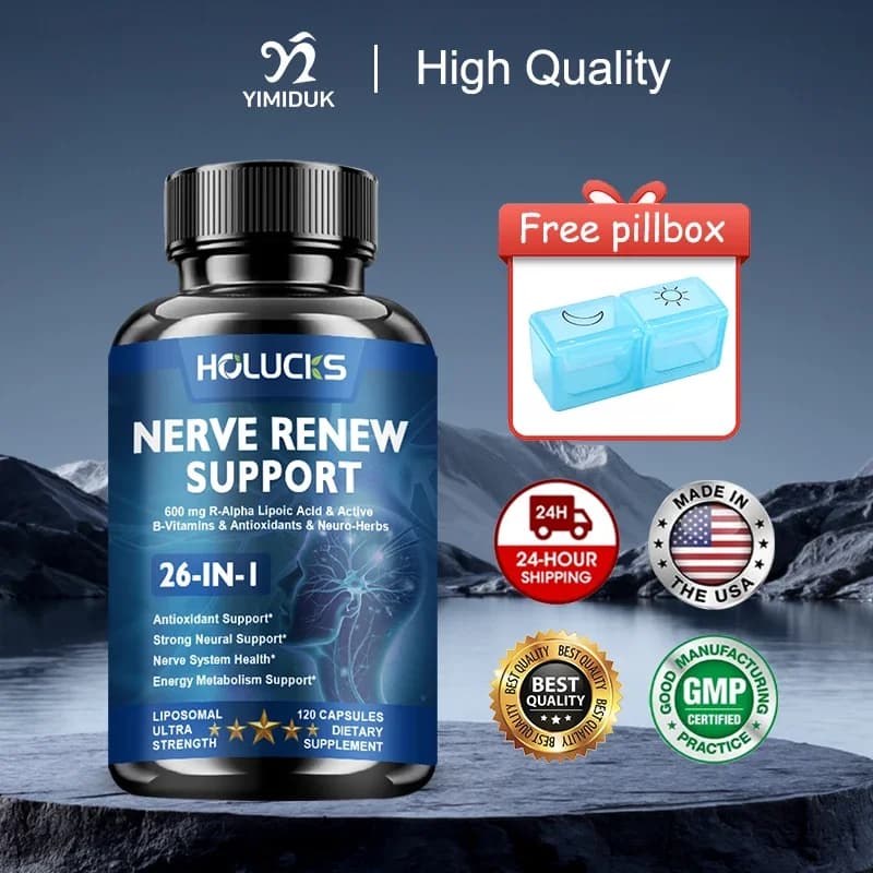 HOLUCKS Nerve Health Supplement, with B-Vitamins, ALA & Herbal Blend, Promote Nerve Comfort & Daily Energy for Men & Women