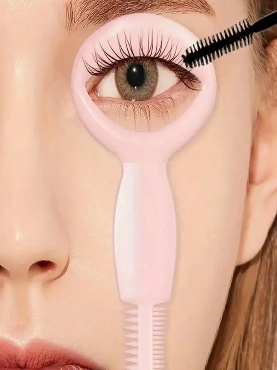 Strumento di protezione per l'applicazione del mascara, protezione per il trucco delle ciglia e pettinino per ciglia, accessorio anti-sbavatura per arricciare e separare le ciglia, strumento portatile per il trucco degli occhi per principianti e uso quotidiano.