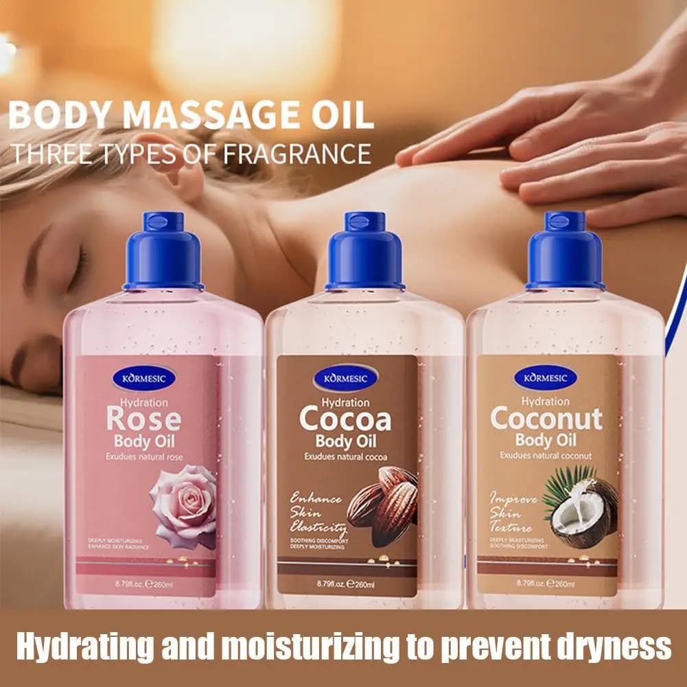 KORMESIC Olio per il corpo idratante al cocco Massaggio essenziale nel corpo Cura della pelle Olio da massaggio inglese Olio per il corpo J0L1