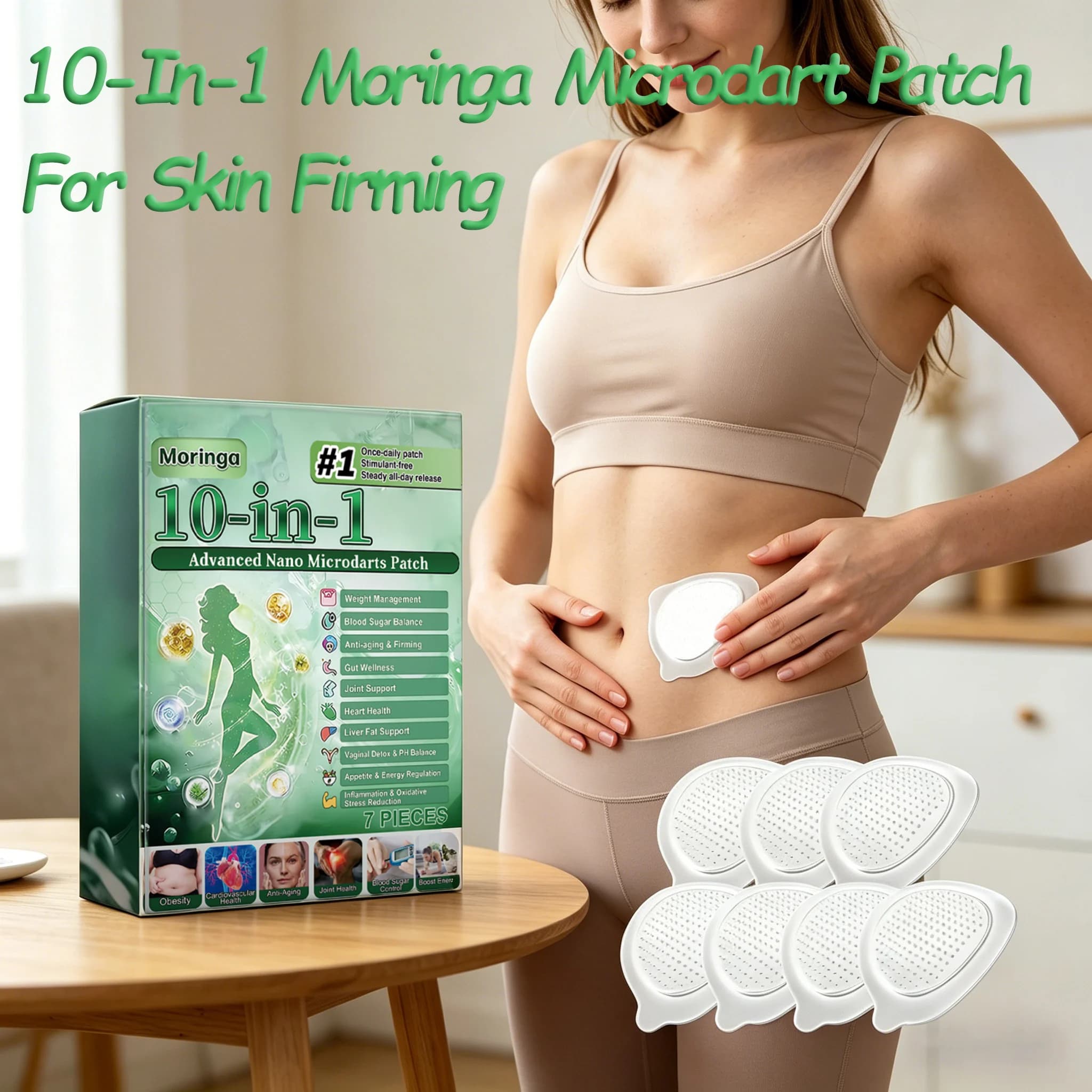 Patch Moringa Microdart 10in1 con Tecnologia Nano per il Benessere del Corpo, Adesivo con Estratti Naturali di Erbe per il Rassodamento della Pelle e la Cura della Vitalità
