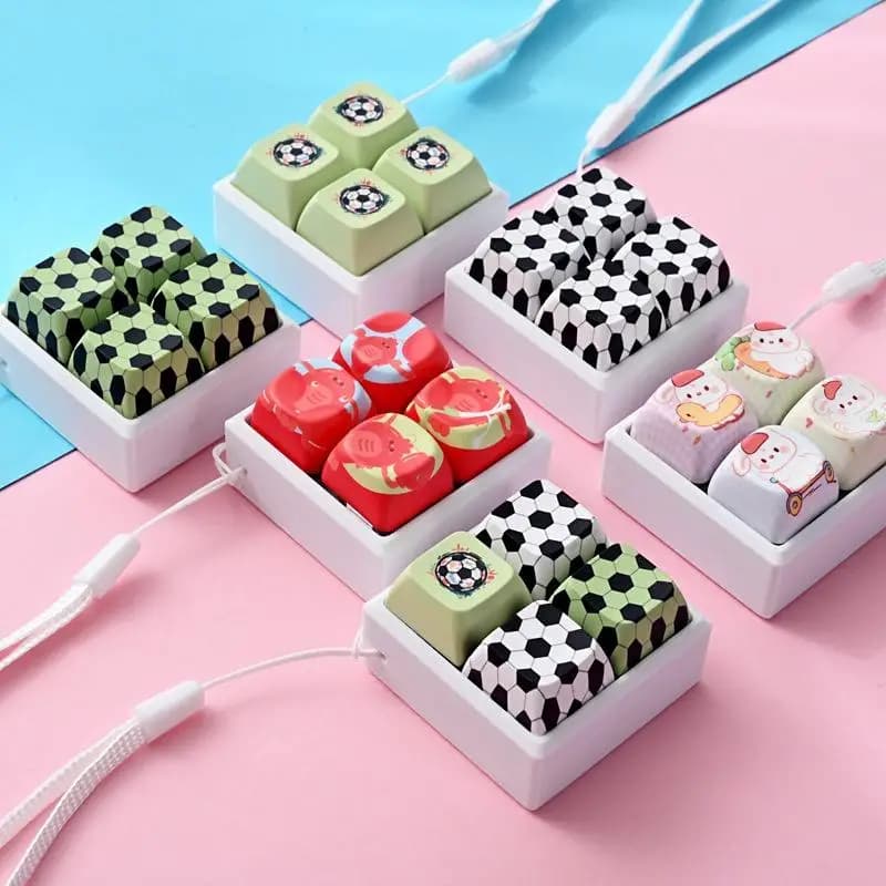 Novelty Fidget Clicker Toy Keyboard Shape with Football Printed Lanyard Fun Stress Relief Gadget for Kids Birthday Gifts