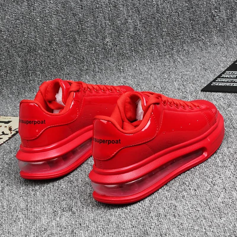Scarpe da uomo di lusso scarpe bianche in pelle verniciata lucida modelli di coppia da donna cuscino d'aria scarpe da skateboard da donna sneakers da donna