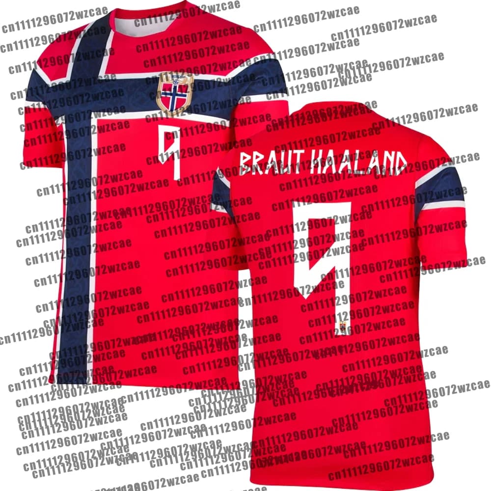Nuova Maglia della Squadra Norvegese 2026 # T-Shirt Haaland per Uomo, Completo Calcio Genitore-Figlio, Maglia Traspirante ad Asciugatura Rapida, Abbigliamento Sportivo