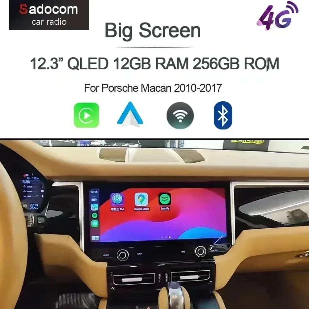 12.3 "QLED 1920*720 Carplay Auto Android 13.0 8G + 256G lettore DVD per Auto mappa GPS WIFI Radio Bluetooth per Porsche Macan 2010-2016