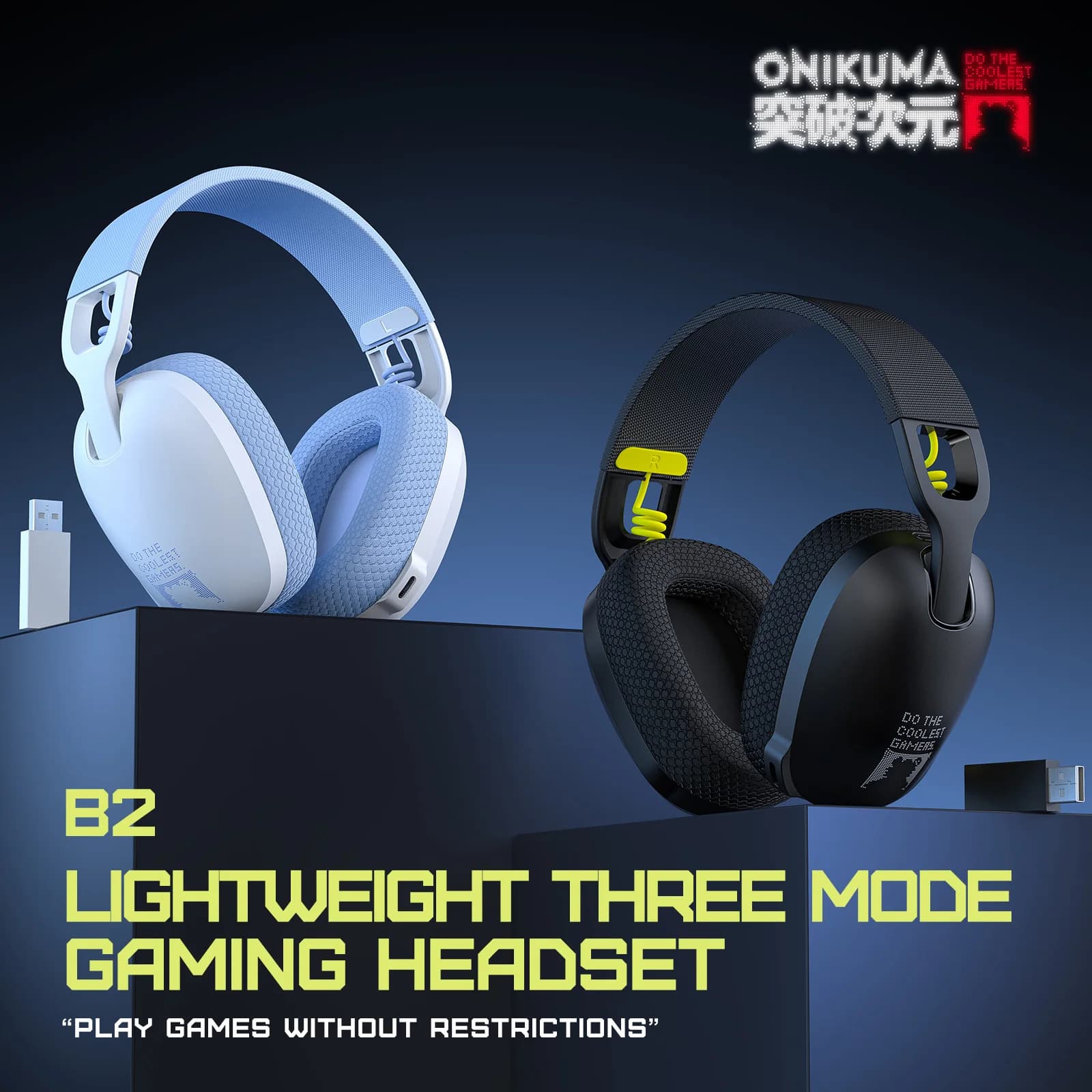 ONIKUMA B2 gaming headphones for PS5 PS4 XBOX PC Mac Wireless headphones with 2,4 GHz ultra low latency noise deletion with microphone