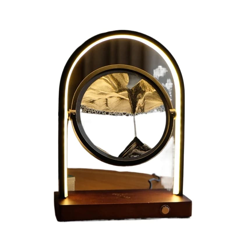 Nuovo ricarica wireless 3D clessidra comodino luce sabbia mobile diodo emettitore di luce luce notturna lampada da scrivania sabbie mobili