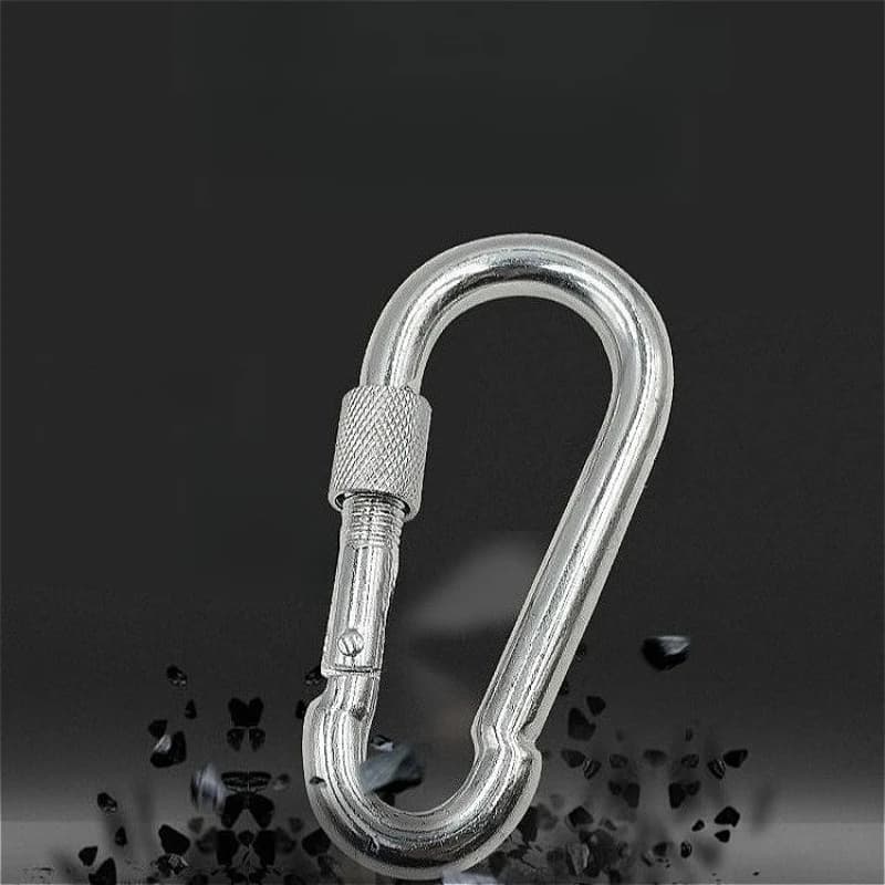 2 pezzi in acciaio inossidabile con fibbia da arrampicata, moschettone con fibbia, anello di bloccaggio a collegamento rapido, gancio a scatto, grillo a catena, gancio di fissaggio per esterni