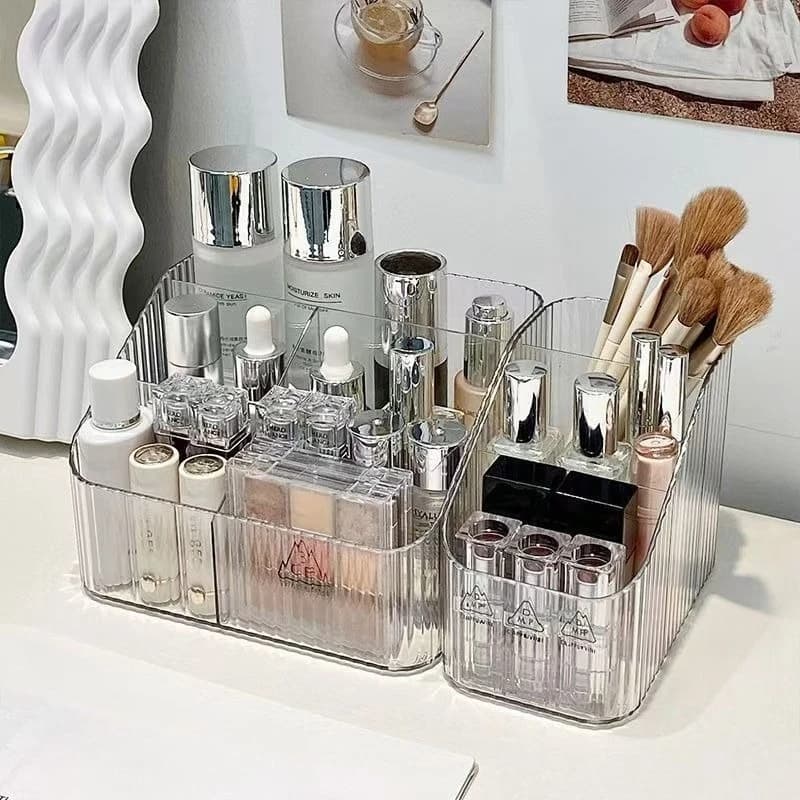 Transparent PET box for cosmetics, organizer for tricks, lipsticks, brushes, enamels, perfumes, skin care products, counter display.