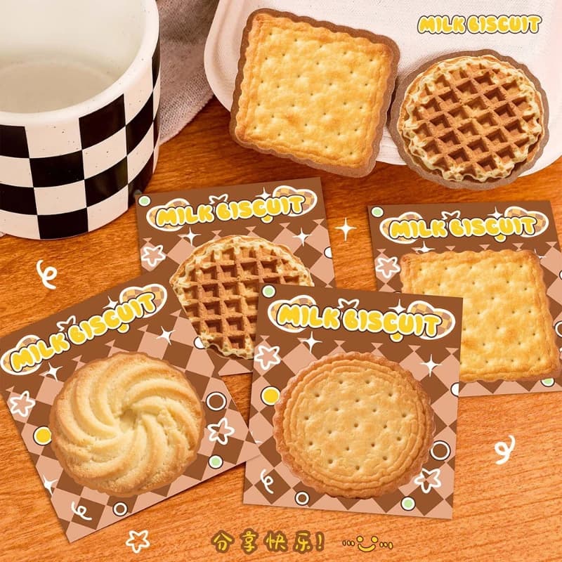 Simulato cibo e giocattoli Materiale scolastico per ufficio Note adesive per studenti Messaggio creativo Regalo di biscotti a forma speciale strappabili