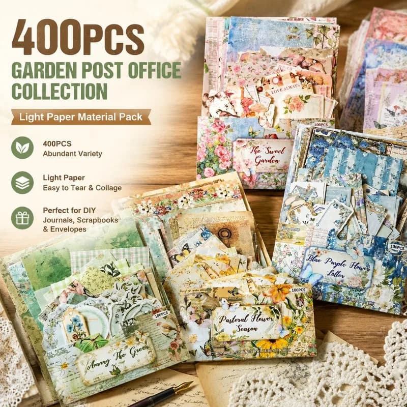 Large Collection Material Pack Pastoral Post Office Light Vintage Non-Sticky Memo Scrapbooking Kit DIY Ita Bag Embellishment