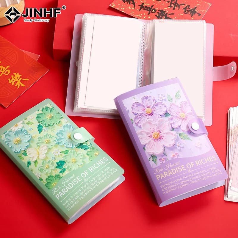 Album per Collezione di Monete 3D a Forma di Fiore, Raccoglitore in Plastica per Budget Planner con 100 Buste Portadenaro, Quaderno per la Sfida di Risparmio, Album per Banconote