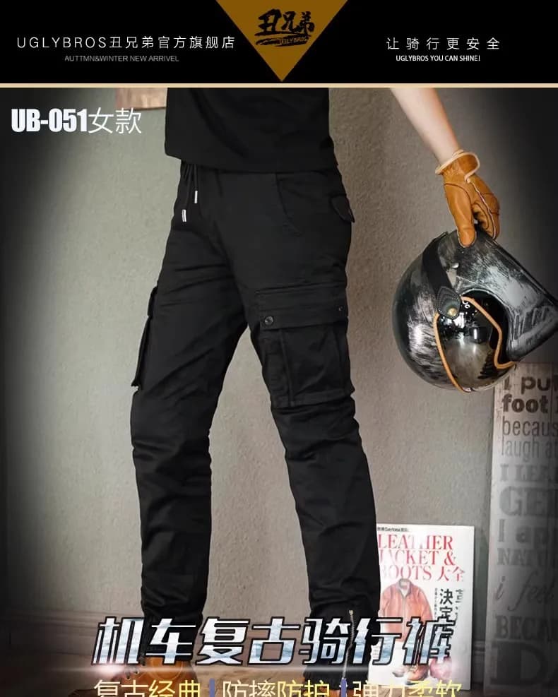Uglybros Tuta da Moto Invernale da Uomo, Pantaloni Elasticizzati Multitasche Resistenti all'Usura per Motociclismo Casual all'Aperto