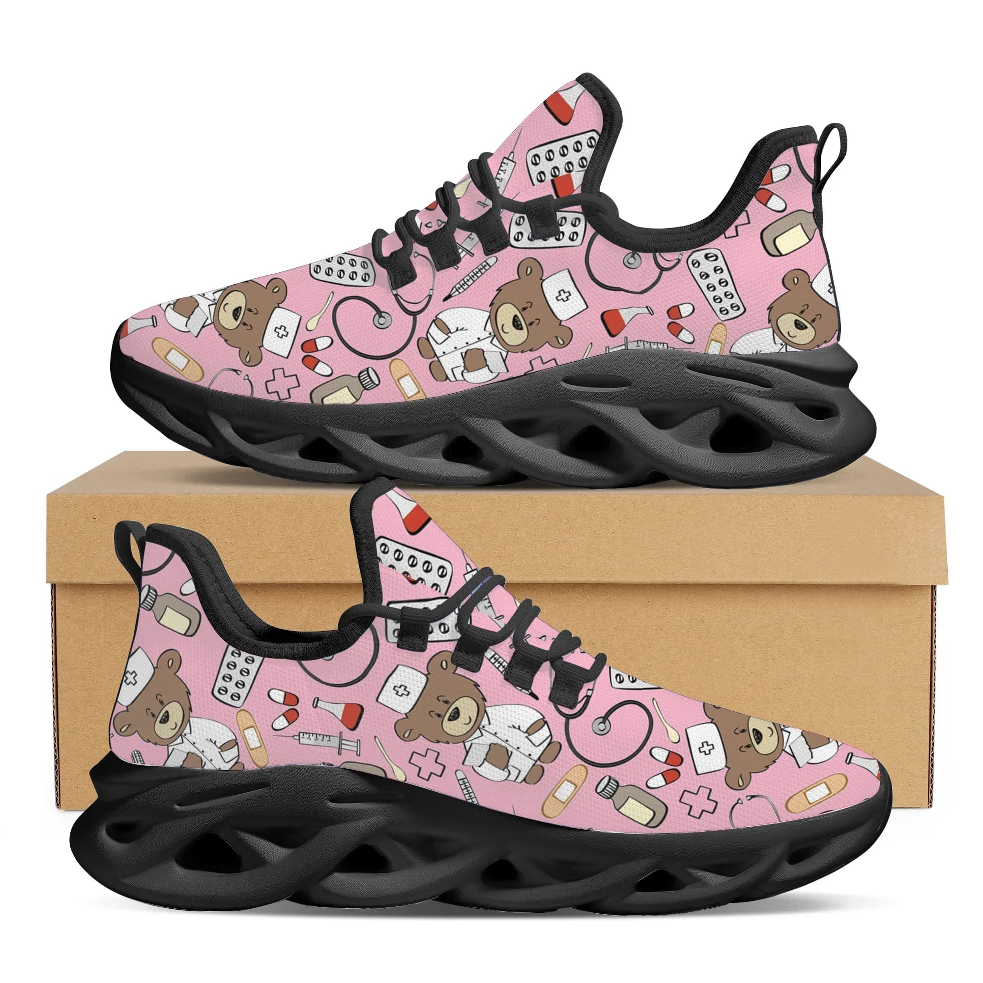 Scarpe da dottore infermiera rosa cartone animato per donna Scarpe basse da donna Scarpe da ginnastica da corsa Calzature da donna in rete leggera chaussure femme