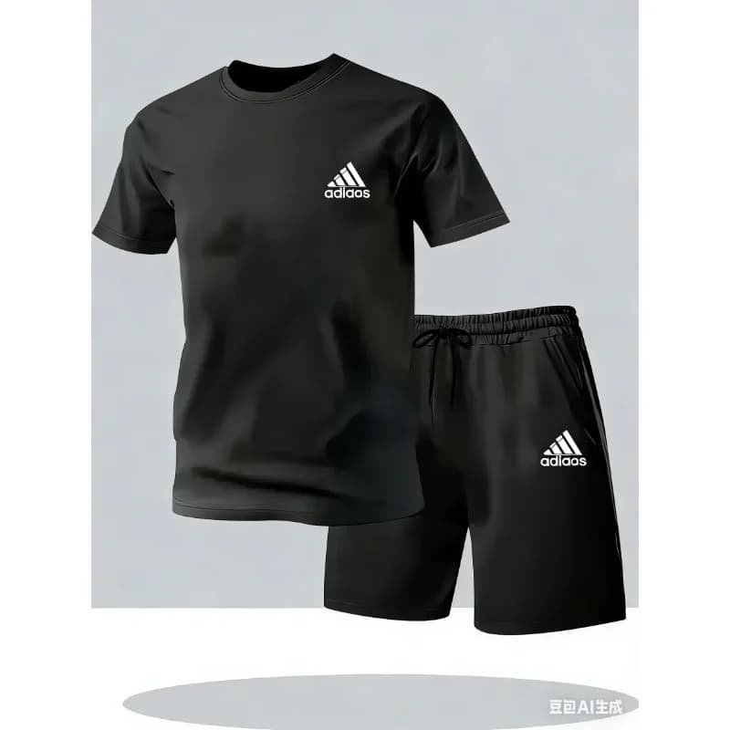 Classic solid color men summer set, minimalist design easy to match, suitable for students and young men daily wear.