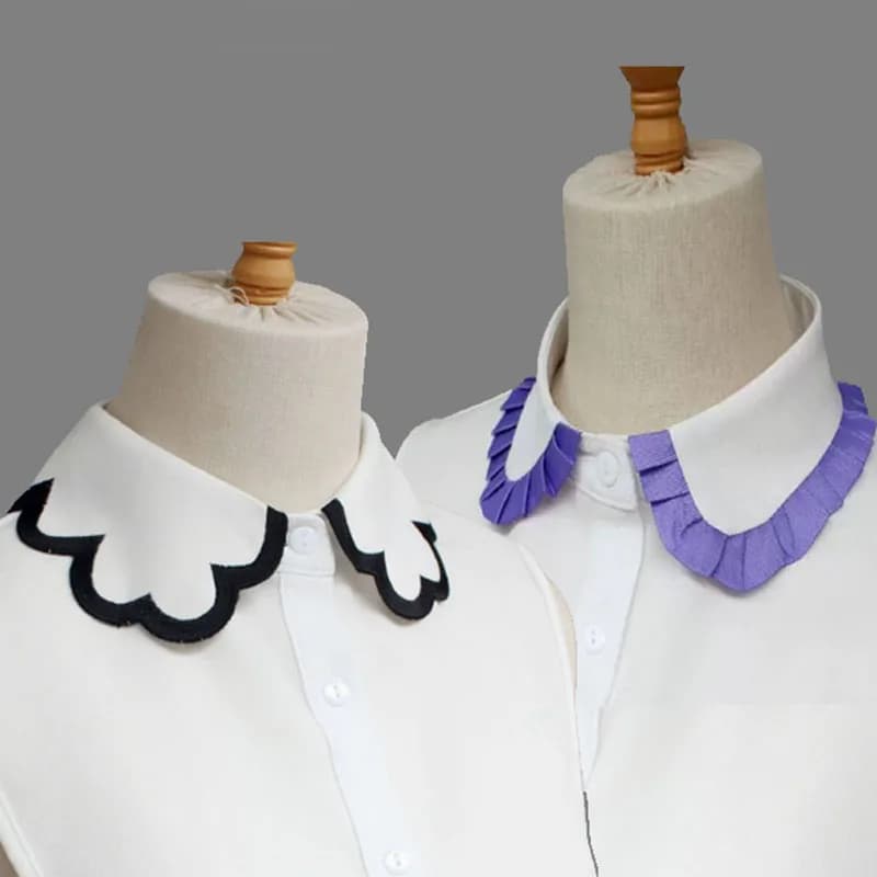 Colletto Finto Bianco alla Moda per Donna, Colletto a Balze Staccabile con Bottoni, Blusa Femminile con Colletto a Risvolto
