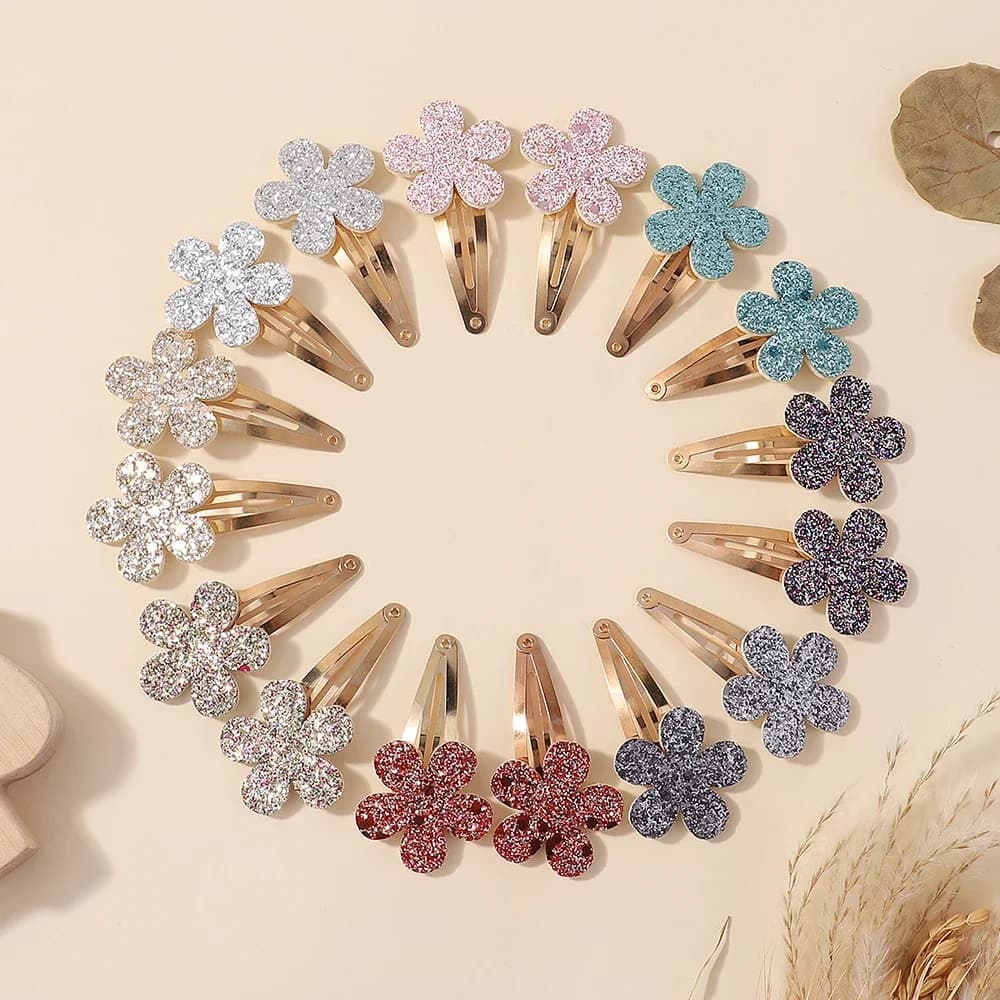 16Pcs/set Shiny Flower Rabbit BB Hair Clips for Girls Cute Handmade Hairpins Barrettes Headwear Kids Baby Hair Accessories