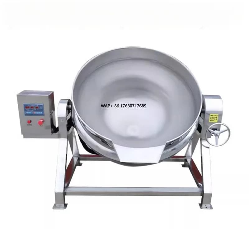 Bollitore rivestito da 200L 400L 600L con agitatore Riscaldamento a gas Pentola da cucina Pentola da cottura a vapore Mixer Pentole da cucina commerciali con mixer