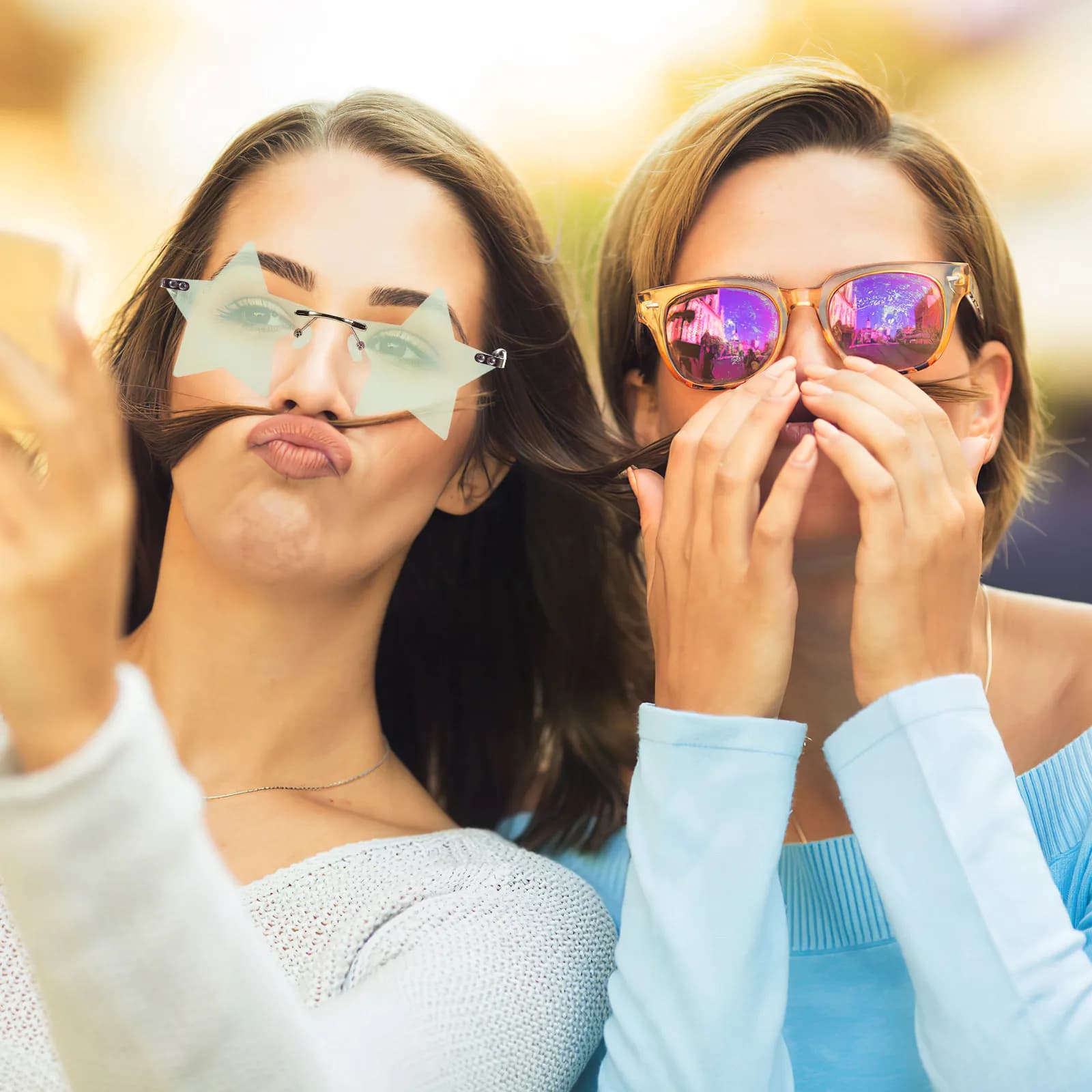 Star Sunglasses without frame, funny decorative glasses, party accessories, festival, beach, photos and holidays