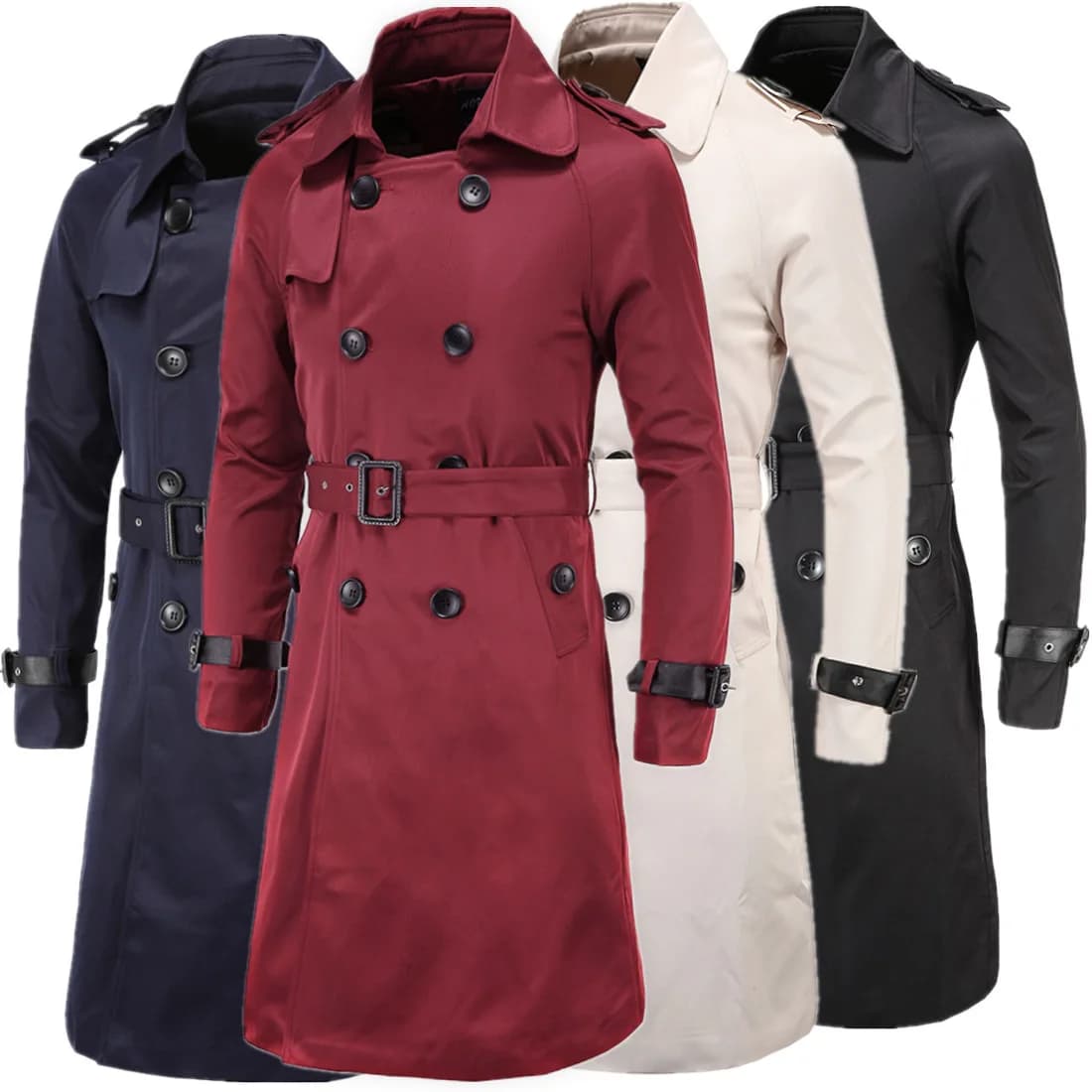 Brand British Style Classic Trench Coat Jacket Men Fashion Trench Coat Male Double Breasted Long Slim Outwear Adjustable Belt