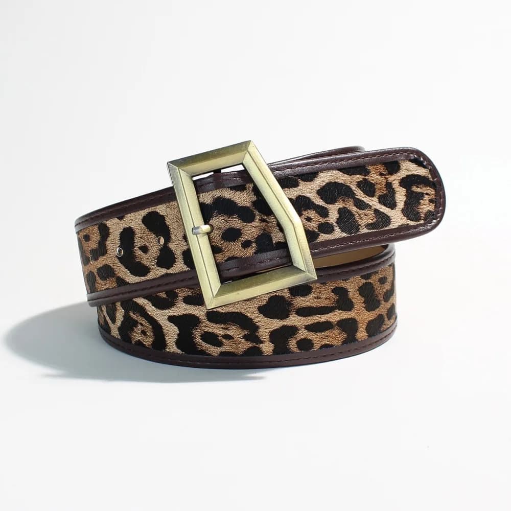 Cintura in PU Stile Boho con Stampa Leopardata per Abiti da Donna, Vestito Aderente con Cintura Personalizzata