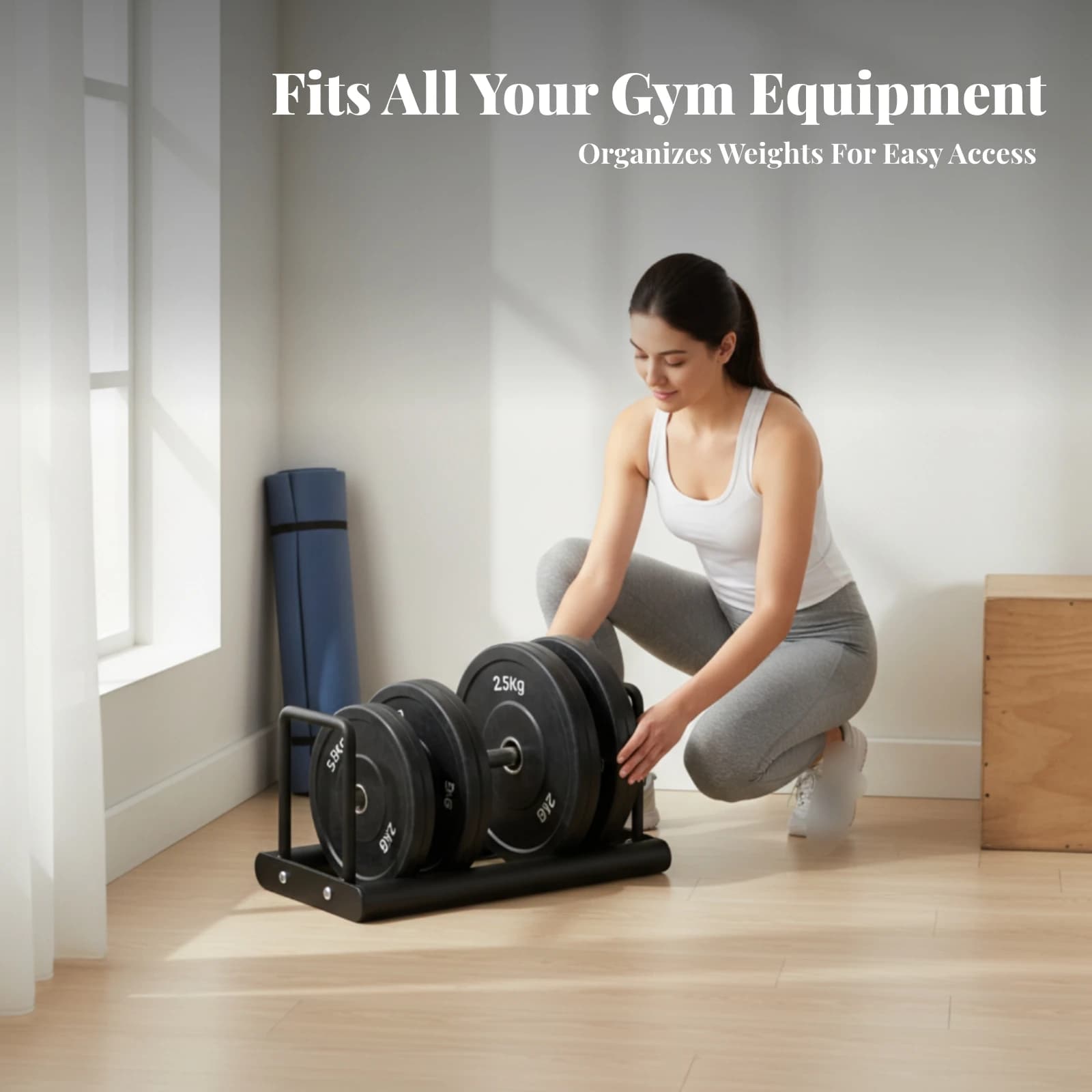 Screw Fasteners Weight Plate Storage Rack Cylindrical Frame Barbell Plate Rack Heavy Duty for Gym