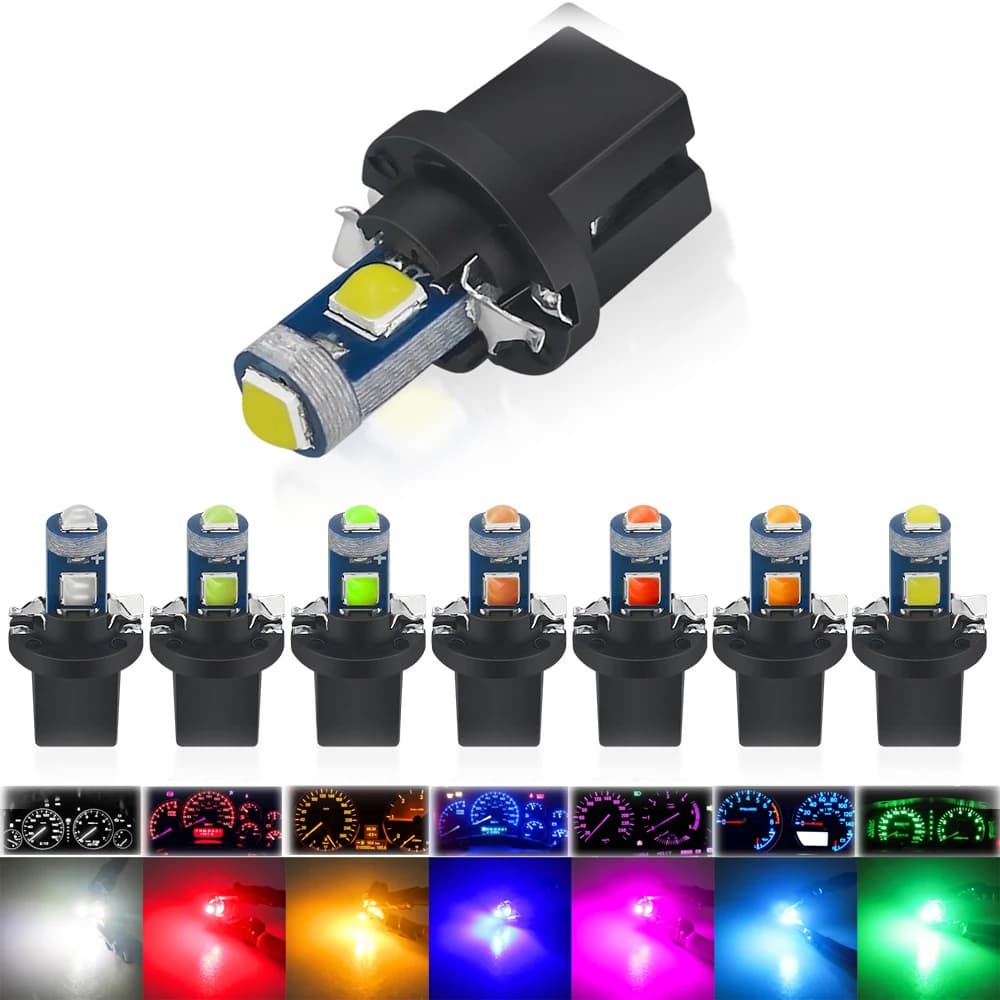10 pz Auto Bianca T5 B8.5 B8.5D 3 SMD 3030 Auto LED Speedo Strumento Dash Cuneo Luce Laterale Lampadina Lampada 12 V blu ghiaccio rosso verde