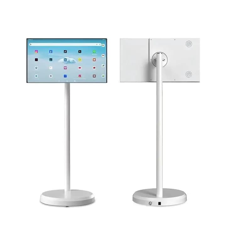 Smart TV portatile da 21,5 pollici con monitor LCD a batteria su ruote Tablet PC Android ruotabile per casa/cucina