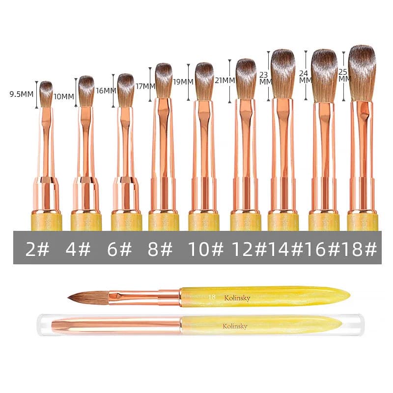 1Pc Yellow Kolinsky Nail Art Brush Acrylic UV Gel Extension Pen Nail Polish Painting Drawing Brush Nail Art Brush for Manicure