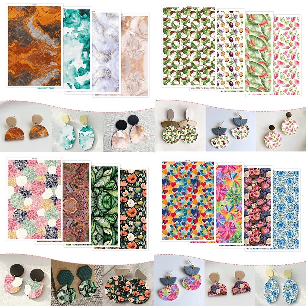 Fiore modello marmo argilla polimerica carta per trasferimento acquerello incisione stampa carta da modellare ceramica artigianale strumento per la produzione di ceramica