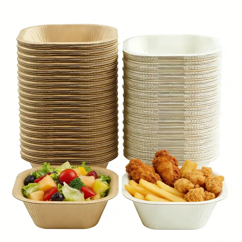 Confezione da 30 Contenitori Quadrati Monouso da 450ml per Alimenti, Ciotole per Frutta, Insalata e Zuppa, Accessori per Feste, per Dessert, Colazione e Cena