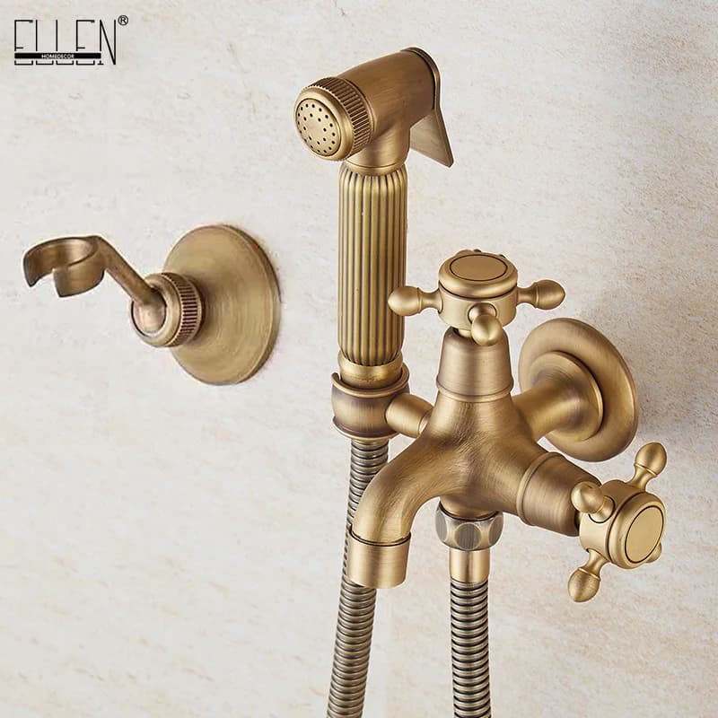 Ellen Toilet Spary Gun Set bronzo antico rame Flushing Spary Cleaner Bidet rubinetto singolo freddo EL209A